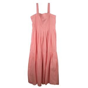 NWOT Eien Tiered Maxi Dress Sleeveless Empire Waist Pleated Pockets Pink 3XL